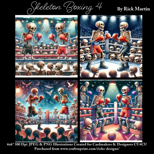 Skeleton Boxing 4 - Ilustrations for Cardmakers & Designers