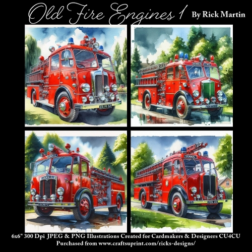 Old Fire Engines 1 - Ilustrations for Cardmakers & Designers