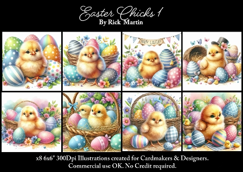 Easter Chicks 1  - Ilustrations for Cardmakers & Designers