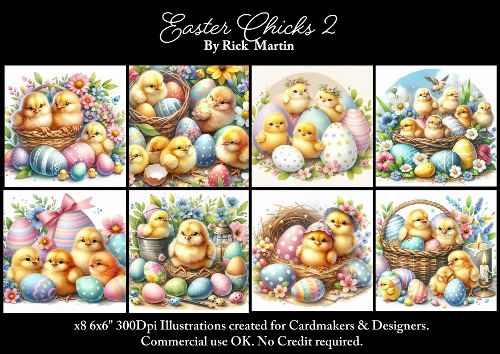 Easter Chicks 2  - Ilustrations for Cardmakers & Designers