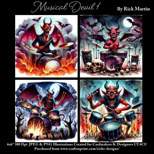 x4 Musical Devil 1 - Ilustrations for Cardmakers & Designers