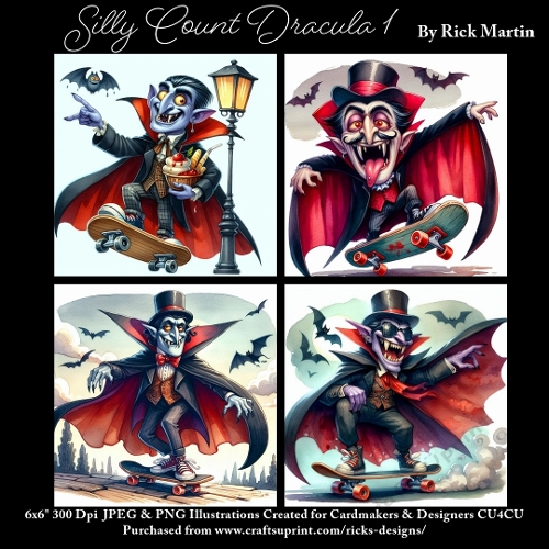 x4 Silly Count Dracula 1 - Ilustrations for Cardmakers & Designers