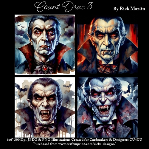 x4 Count Drac 3  - Ilustrations for Cardmakers & Designers