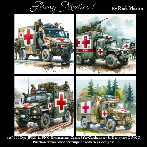 x4 Army Medics 1  - Ilustrations for Cardmakers & Designers