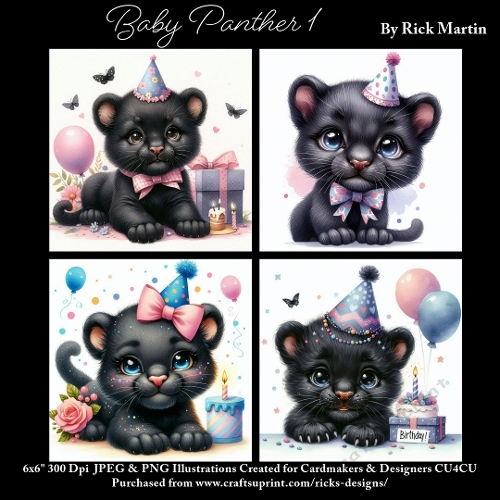 x4 Baby Panther 1  - Ilustrations for Cardmakers & Designers