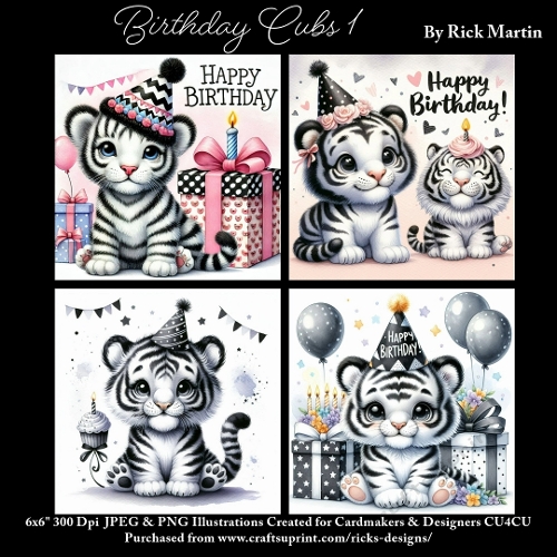 x4 Birthday Cubs 1  - Ilustrations for Cardmakers & Designers