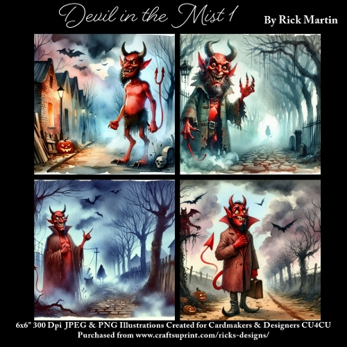 x4 Devil in the mist 1  - Ilustrations for Cardmakers & Designers