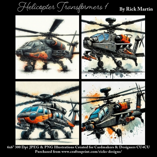 x4 Helicopter Transformers 1  - Ilustrations for Cardmakers & Designers