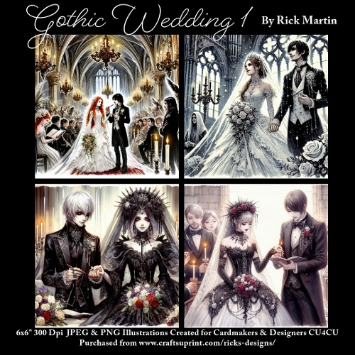 x4 Gothic Wedding 1 - Ilustrations for Cardmakers & Designers