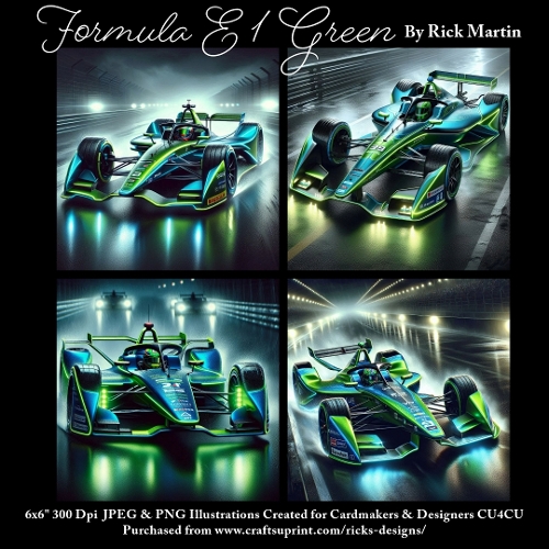 6x6 Formula E 1 Green - Ilustrations for Cardmakers & Designers