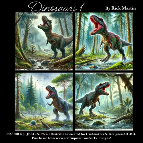 6x6 Dinosaurs 1 - Illustrations for Cardmakers & Designers