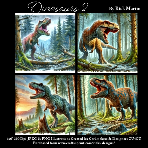 6x6 Dinosaurs 2 - Illustrations for Cardmakers & Designers