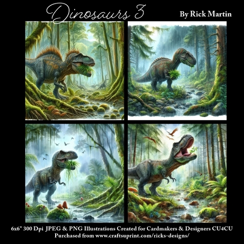 6x6 Dinosaurs 3 - Illustrations for Cardmakers & Designers