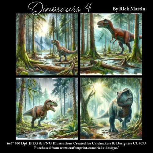 6x6 Dinosaurs 4 - Illustrations for Cardmakers & Designers
