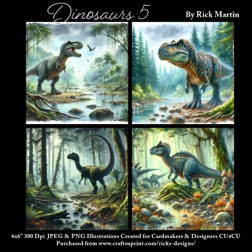 6x6 Dinosaurs 5 - Illustrations for Cardmakers & Designers