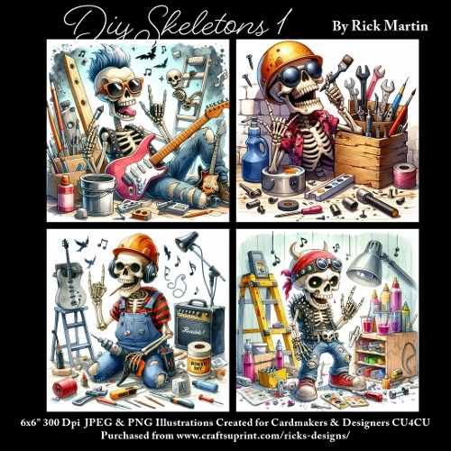6x6 Diy Skeleton 1 - Illustrations for Cardmakers & Designers