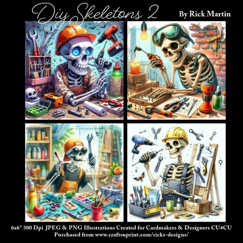 6x6 Diy Skeleton 2 - Illustrations for Cardmakers & Designers