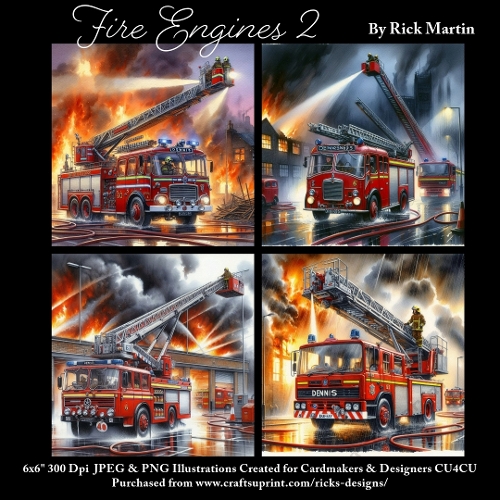 6x6 Fire Engines 2 - Illustrations for Cardmakers & Designers