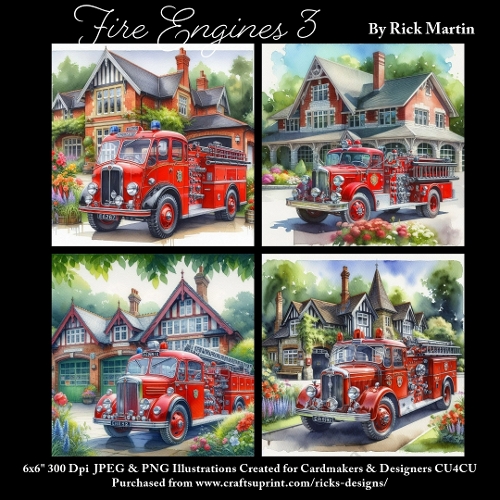6x6 Fire Engines 3 - Illustrations for Cardmakers & Designers