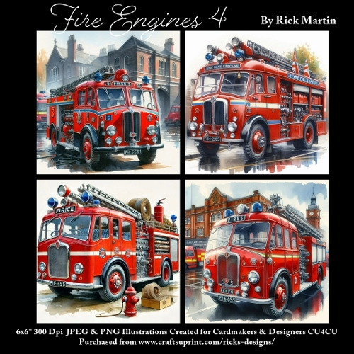 6x6 Fire Engines 4 - Illustrations for Cardmakers & Designers