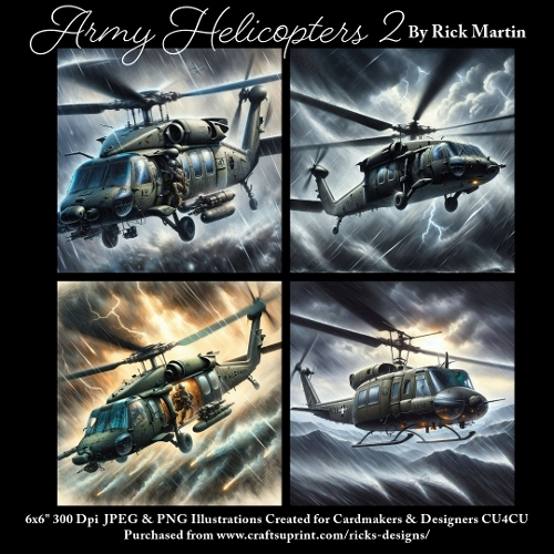 6x6 Army Helicopters 2 - Illustrations for Cardmakers & Designers 