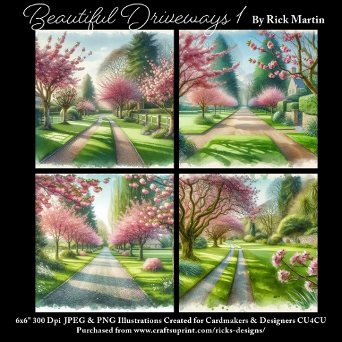 6x6 Beautiful Driveways 1 - Illustrations for Cardmakers & Designers 