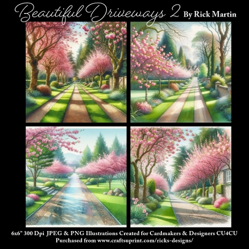 6x6 Beautiful Driveways 2 - Illustrations for Cardmakers & Designers 