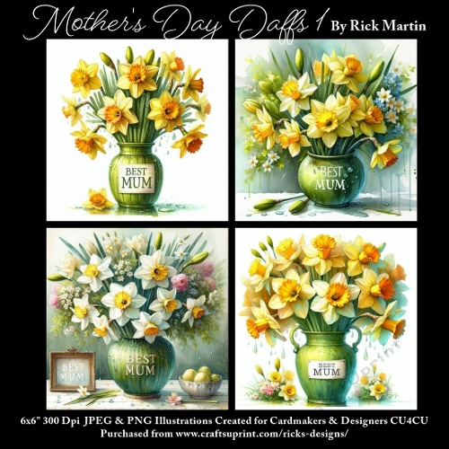 6x6 Mothers Day Daffs 1 - Illustrations for Cardmakers & Designers 