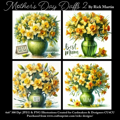 6x6 Mothers Day Daffs 2 - Illustrations for Cardmakers & Designers 