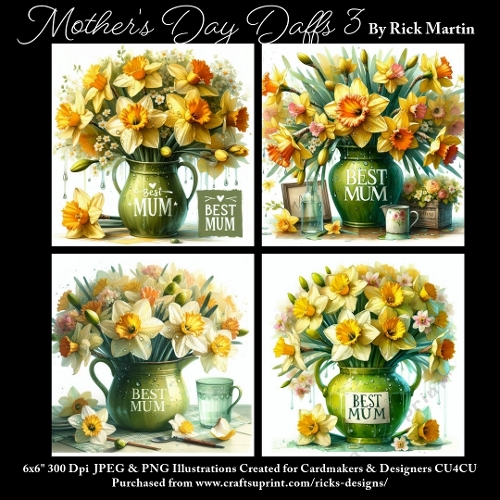 6x6 Mothers Day Daffs 3 - Illustrations for Cardmakers & Designers 