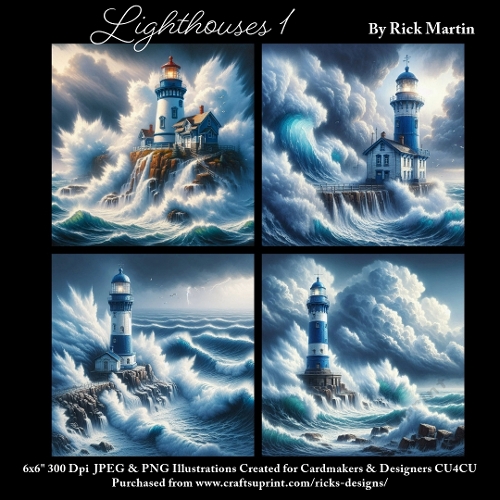 6x6 Lighthouses 1 - Illustrations for Cardmakers & Designers 