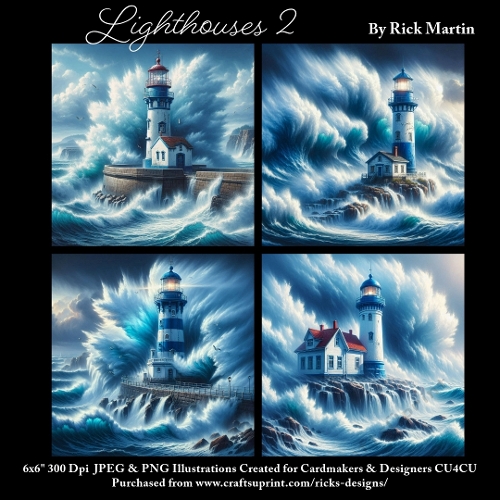 6x6 Lighthouses 2 - Illustrations for Cardmakers & Designers 
