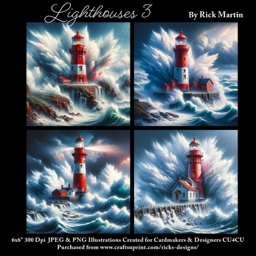 6x6 Lighthouses 3 - Illustrations for Cardmakers & Designers 