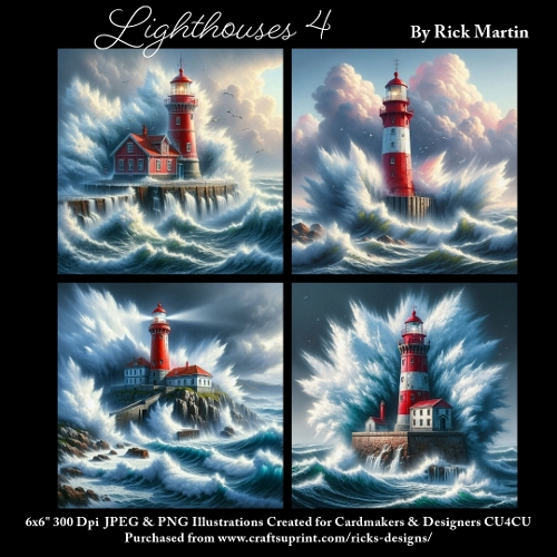 6x6 Lighthouses 4 - Illustrations for Cardmakers & Designers 