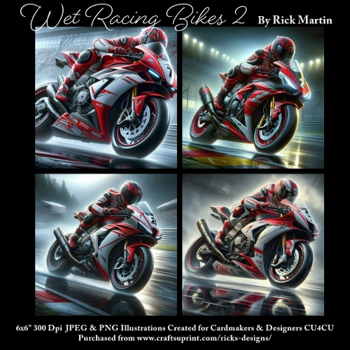 6x6 Wet Racing Bikes 2 - Illustrations for Cardmakers & Designers 