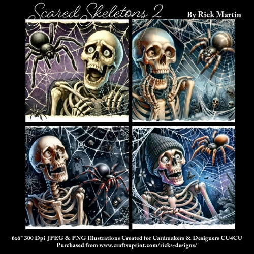 6x6 Scared Skeletons 2 - Illustrations for Cardmakers & Designers 