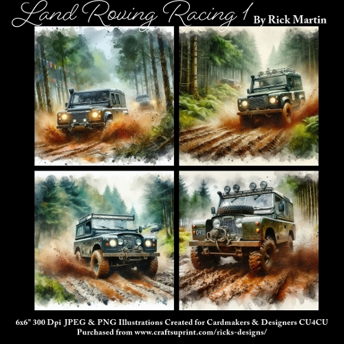 6x6 Land Rover Racing 1 - Illustrations for Cardmakers & Designers 
