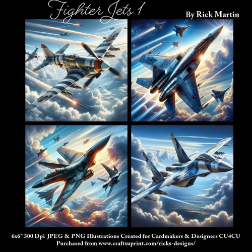 6x6 Fighter Jets 1 - Illustrations for Cardmakers & Designers 