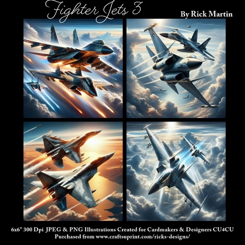 6x6 Fighter Jets 3 - Illustrations for Cardmakers & Designers 
