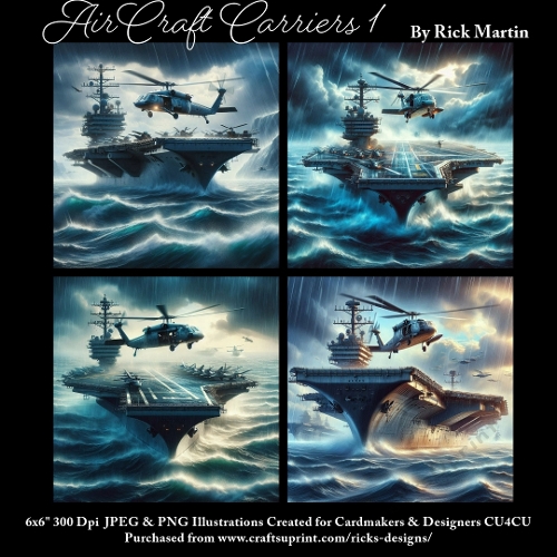 6x6 AirCraft Carriers 1 - Illustrations for Cardmakers & Designers 