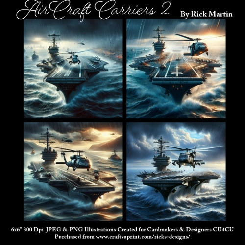 6x6 AirCraft Carriers 2 - Illustrations for Cardmakers & Designers 