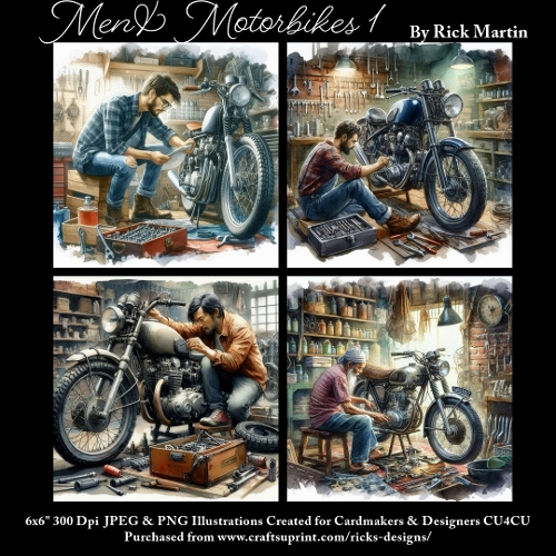 6x6 Men & Motorbikes 1 - Illustrations for Cardmakers & Designers 