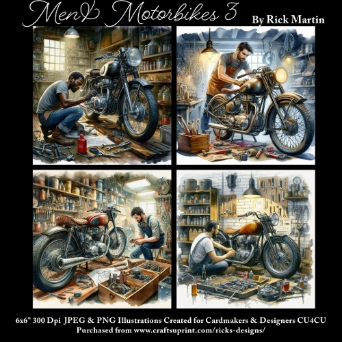 6x6 Men & Motorbikes 3 - Illustrations for Cardmakers & Designers 