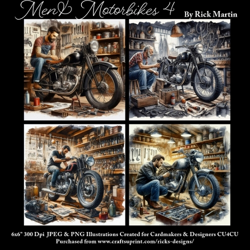 6x6 Men & Motorbikes 4 - Illustrations for Cardmakers & Designers 