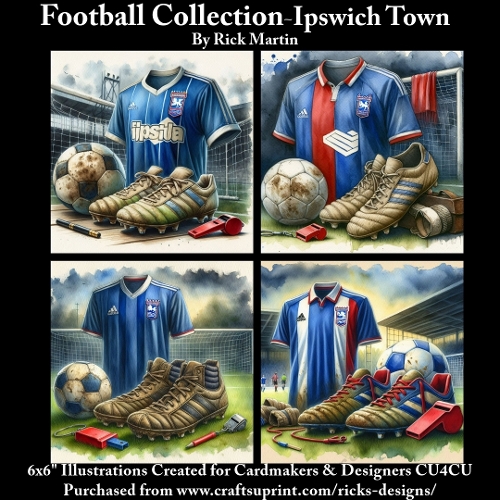 6X6 Ipswich Town Themed - Illustrations for Cardmakers & Designers 