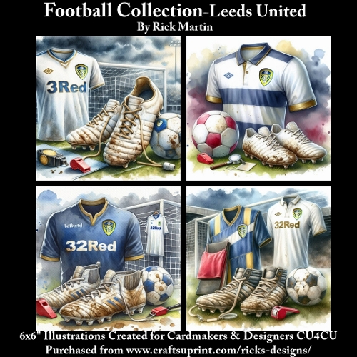 6X6 Leeds United Themed - Illustrations for Cardmakers & Designers 