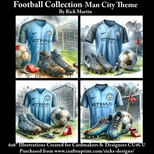 6X6 Man City Themed - Illustrations for Cardmakers & Designers 