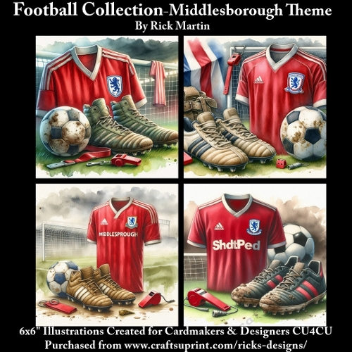 6X6 Middlesborough Themed  - Illustrations for Cardmakers & Designers 