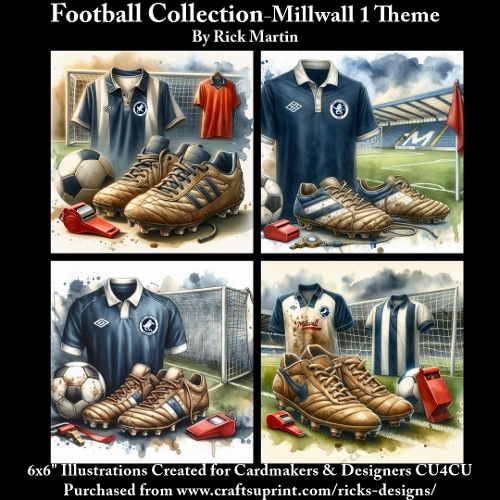 6X6 Millwall 1 Themed  - Illustrations for Cardmakers & Designers 