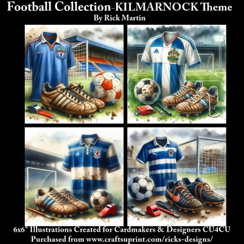 6X6 KILMARNOCK Themed  - Illustrations for Cardmakers & Designers 